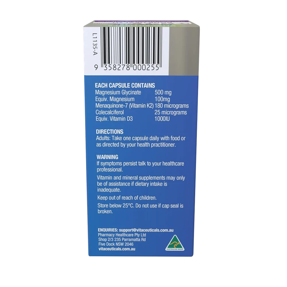 Vitaceuticals MagZorb K2 + D3 + Magnesium Glycinate (60 caps) - Image 4